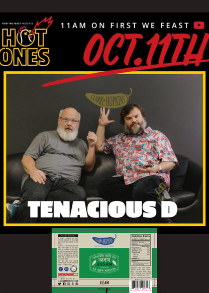 Picture of Assam on Hot Ones with Tenacious D